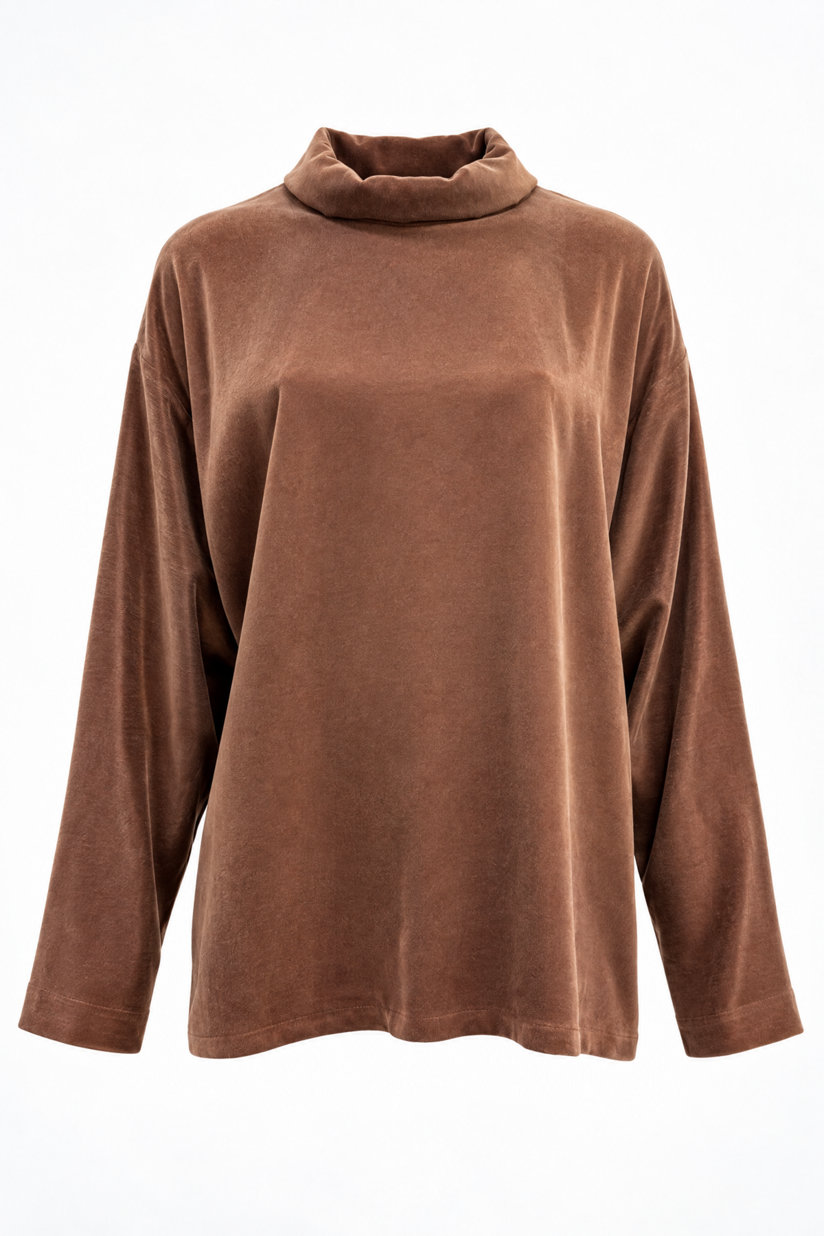 Brown cupro long sleeve blouse