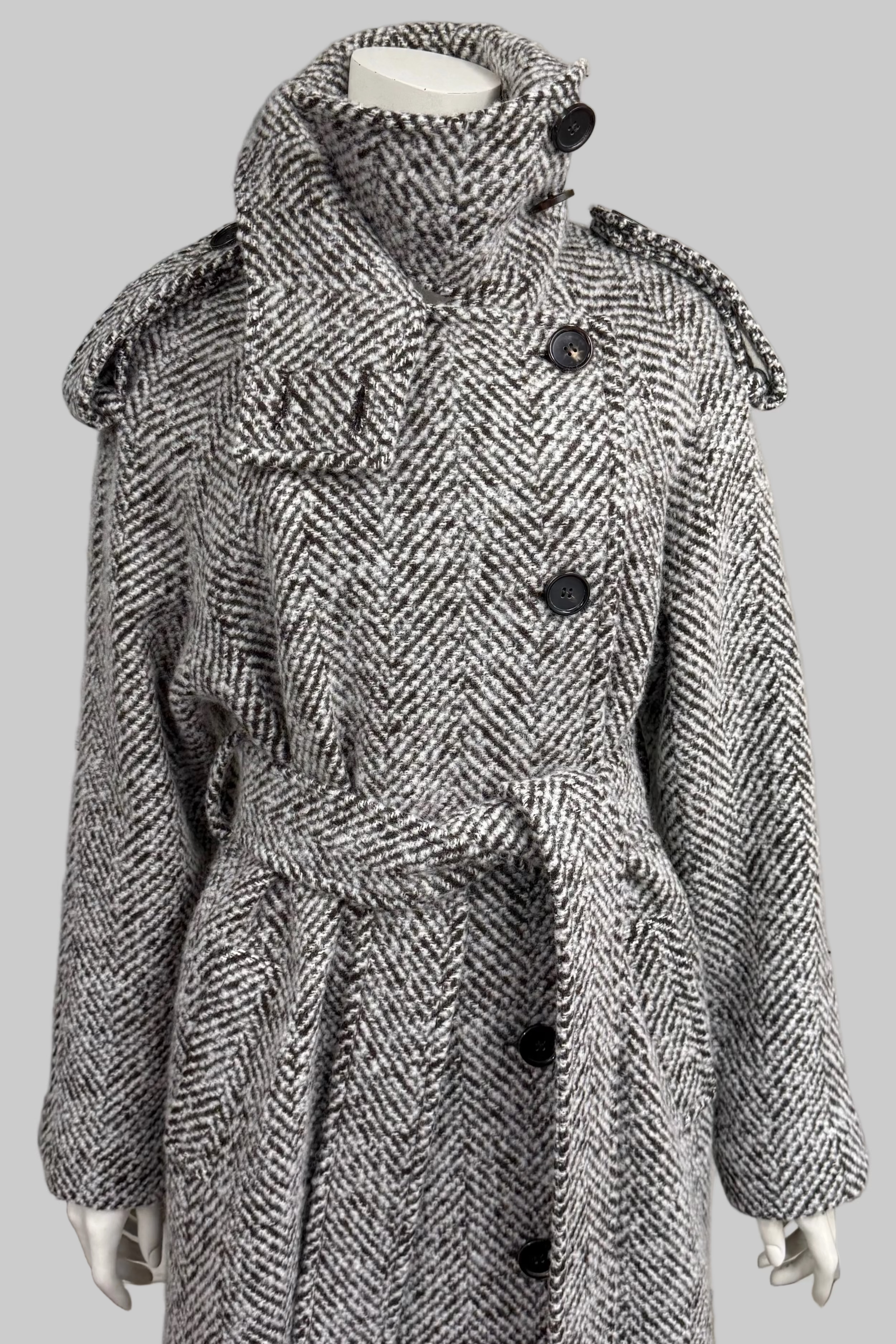 Brownish herringbone wool coat