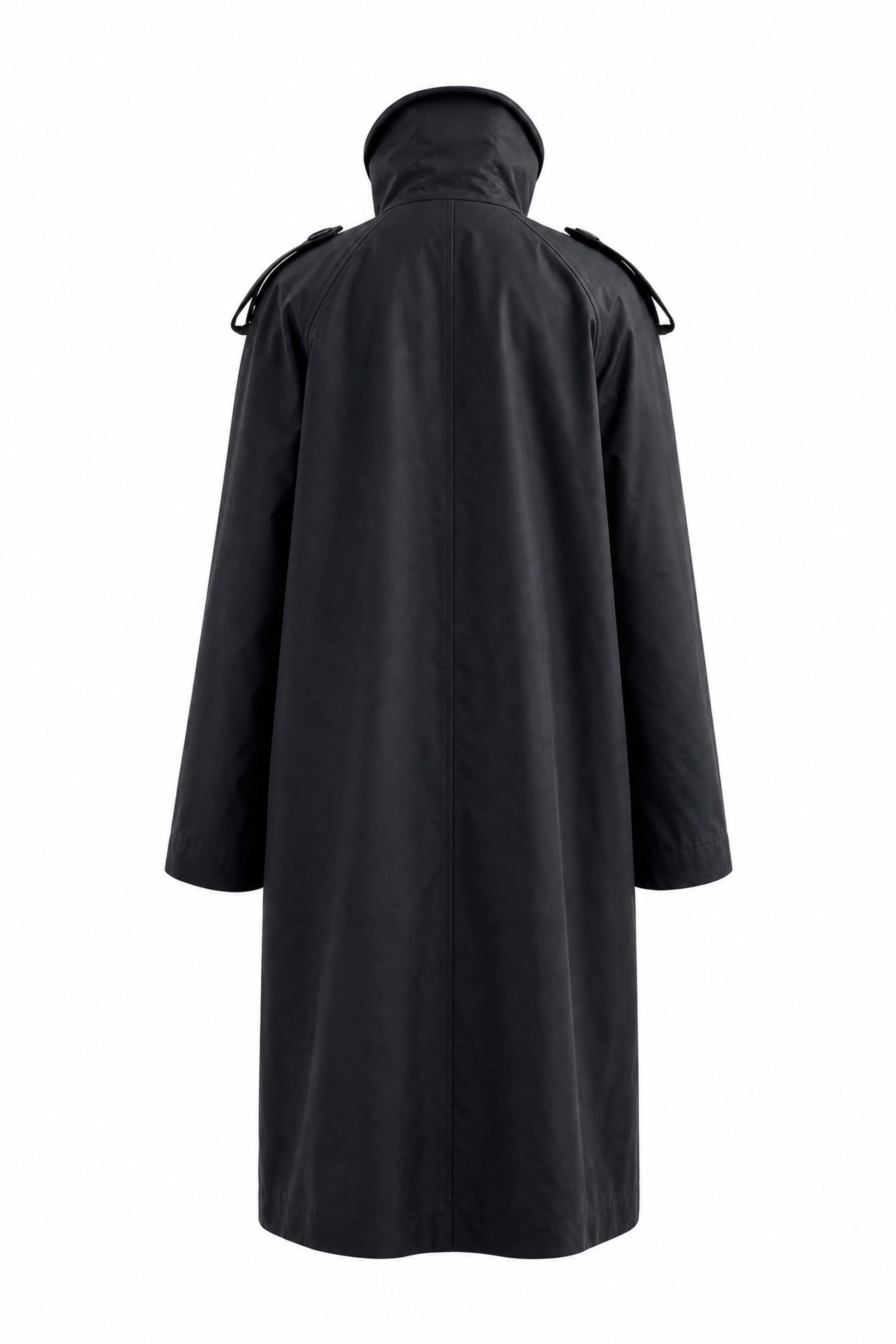 Black coat with a hood on a white background