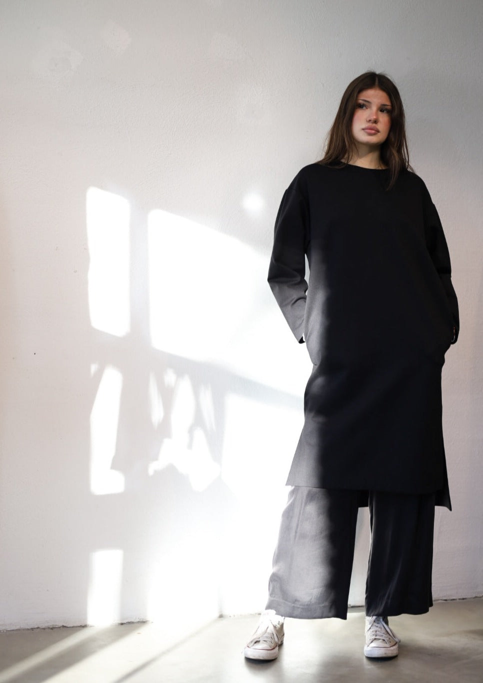 black jersey tunic dress Simple heavy in Anniversary Dinner