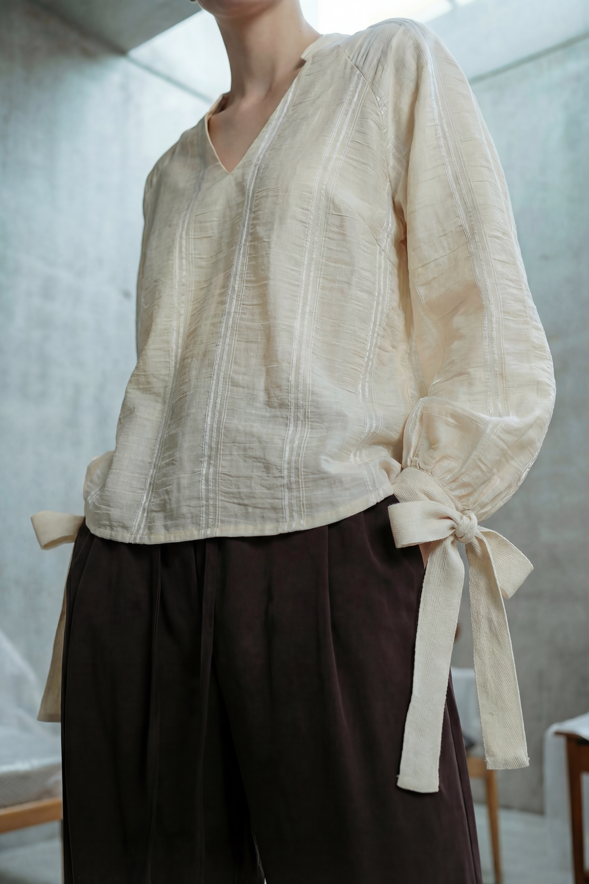 light blouse with puff sleeves