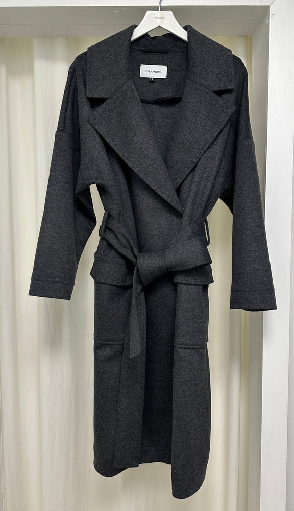 Wool jersey coat in dark grey