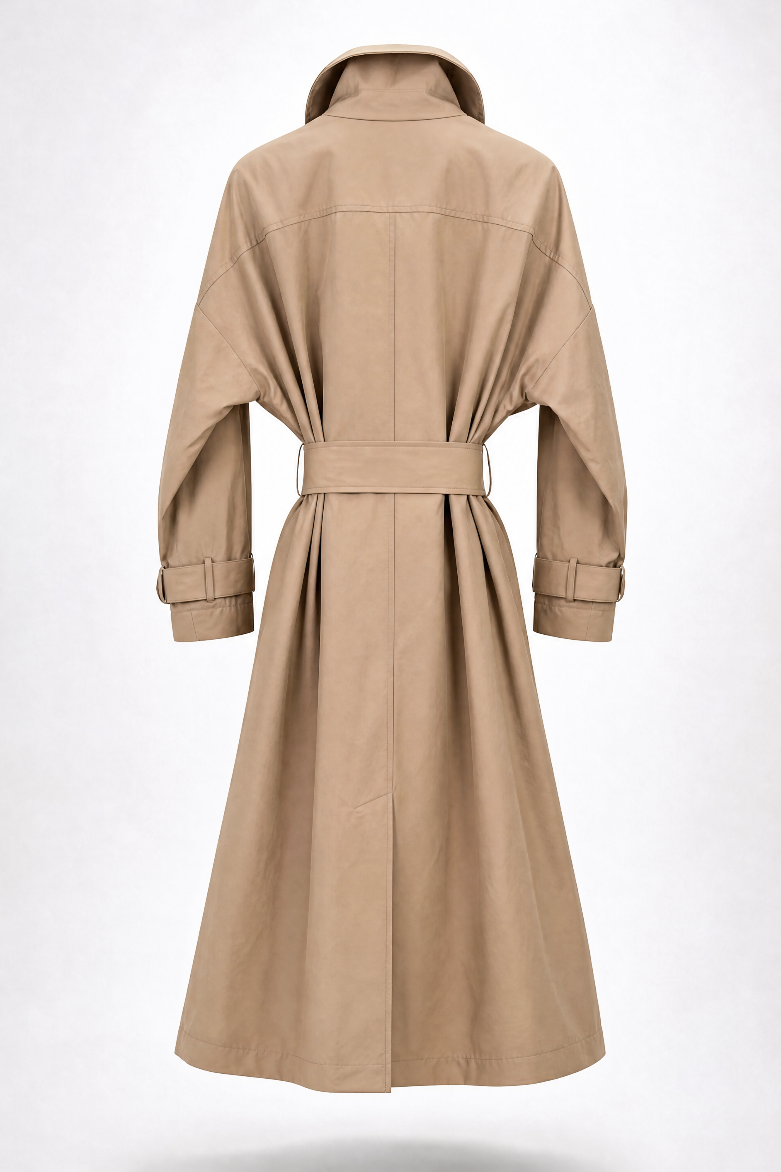 Beige trench coat on a white background