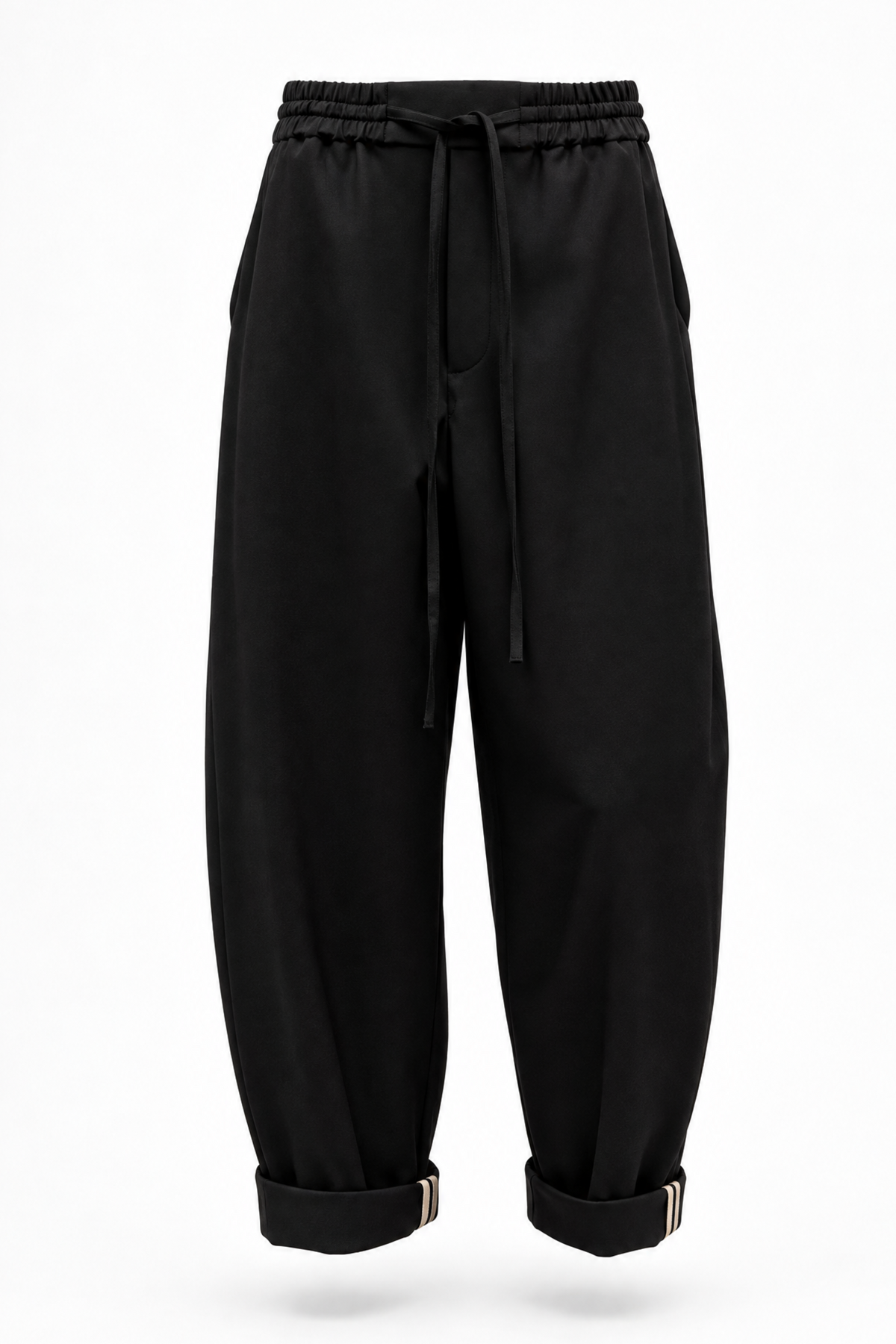 Black wool blend tapered trousers