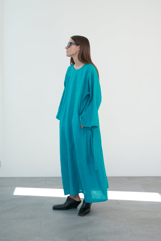 Turquoise Linen Dress