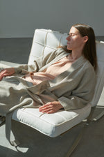 Kimono-Style Coat in Linen-Cotton Check
