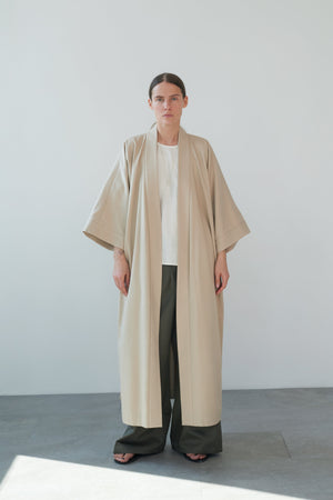 beige kimono coat