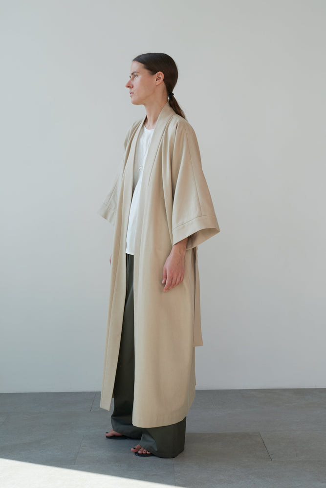 Kimono-Style Coat in Beige