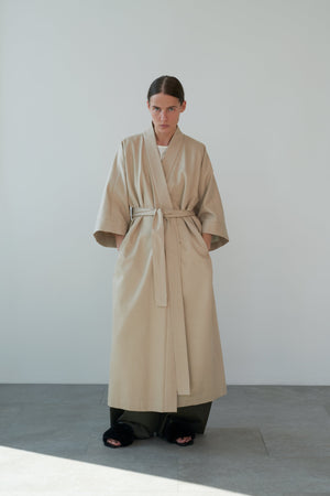 beige kimono coat