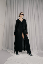 Long shirt dress in black viscose