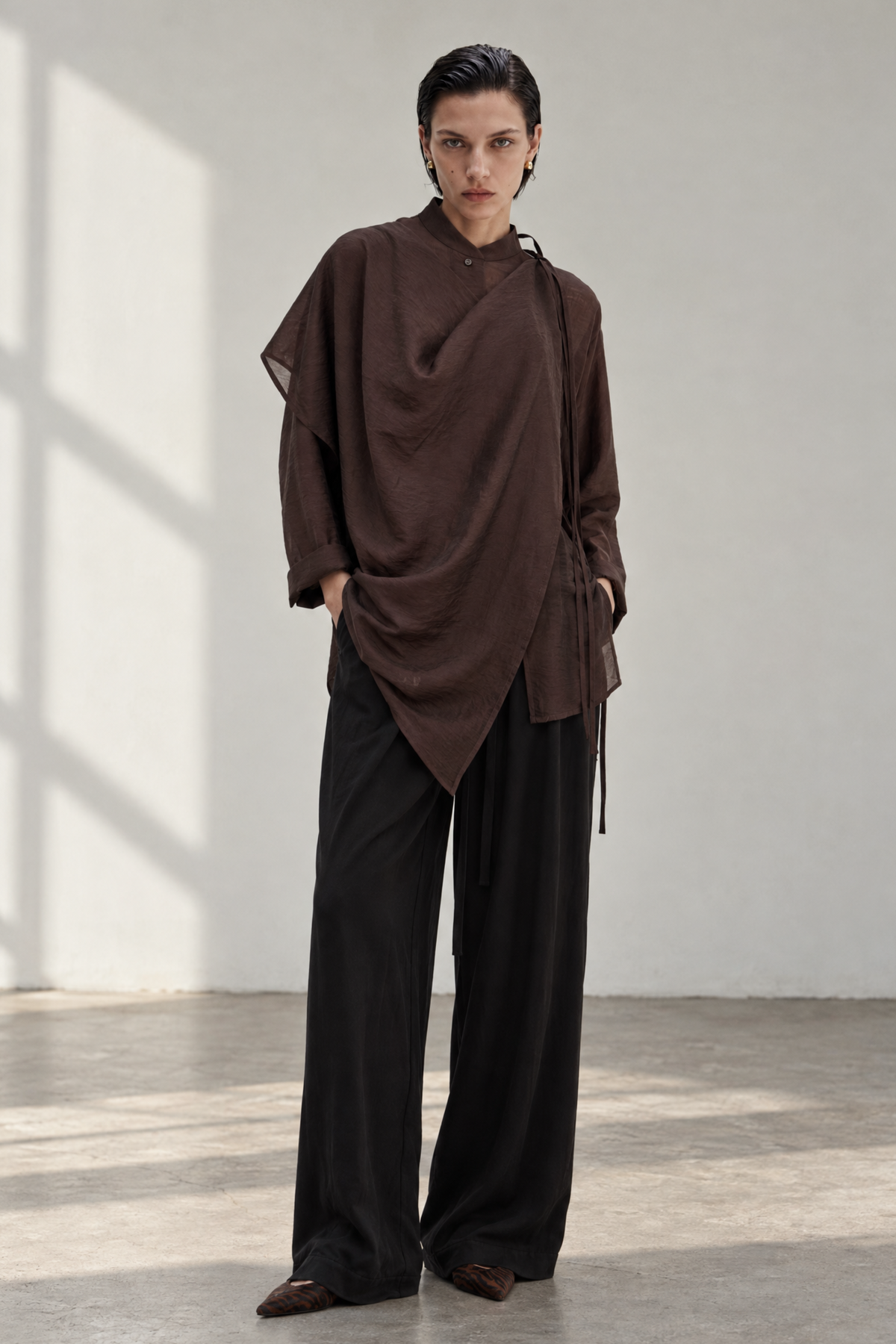 Dark brown shirtblouse