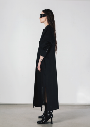 Long linen dress in black