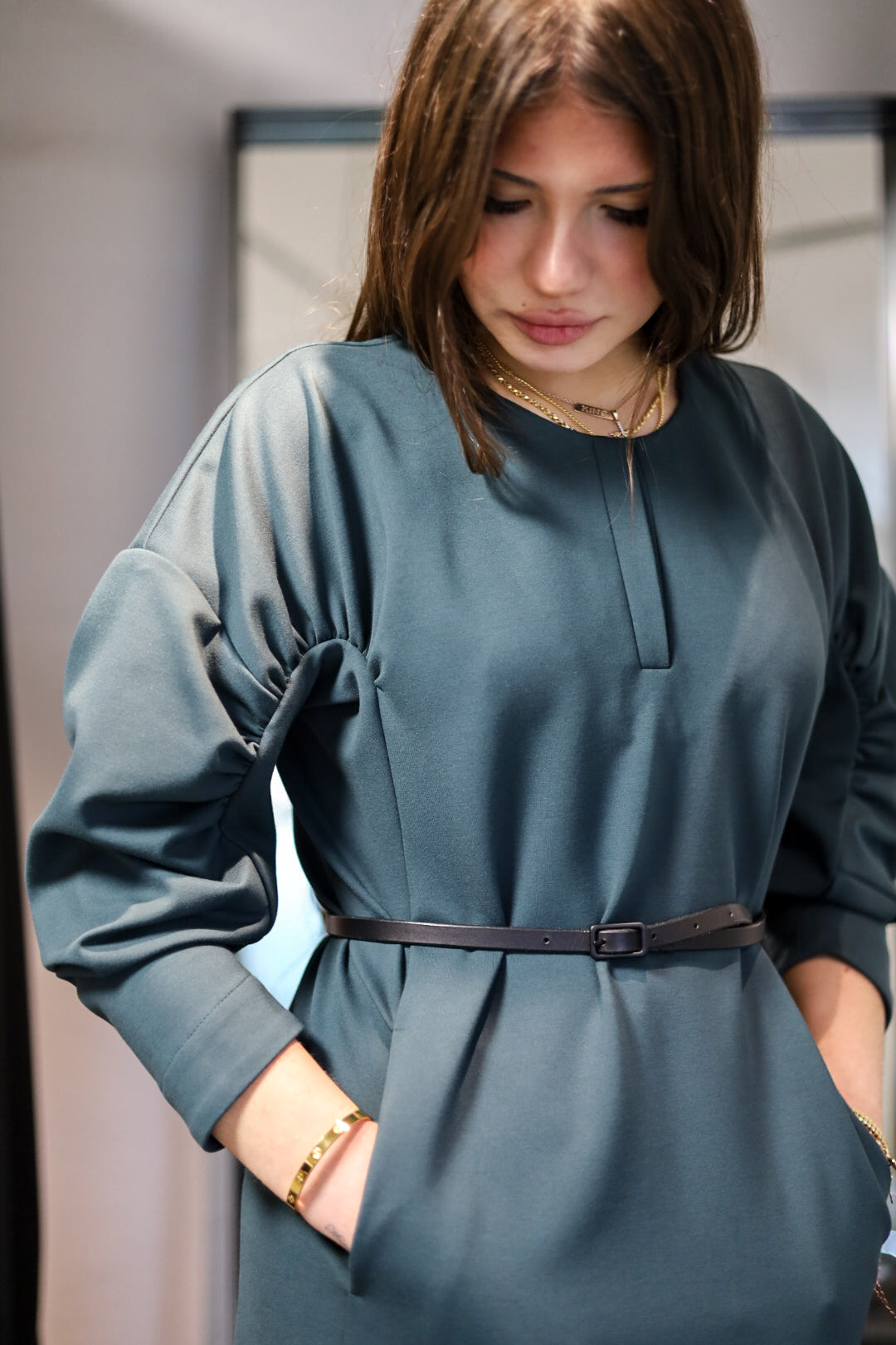 Jersey dress in green