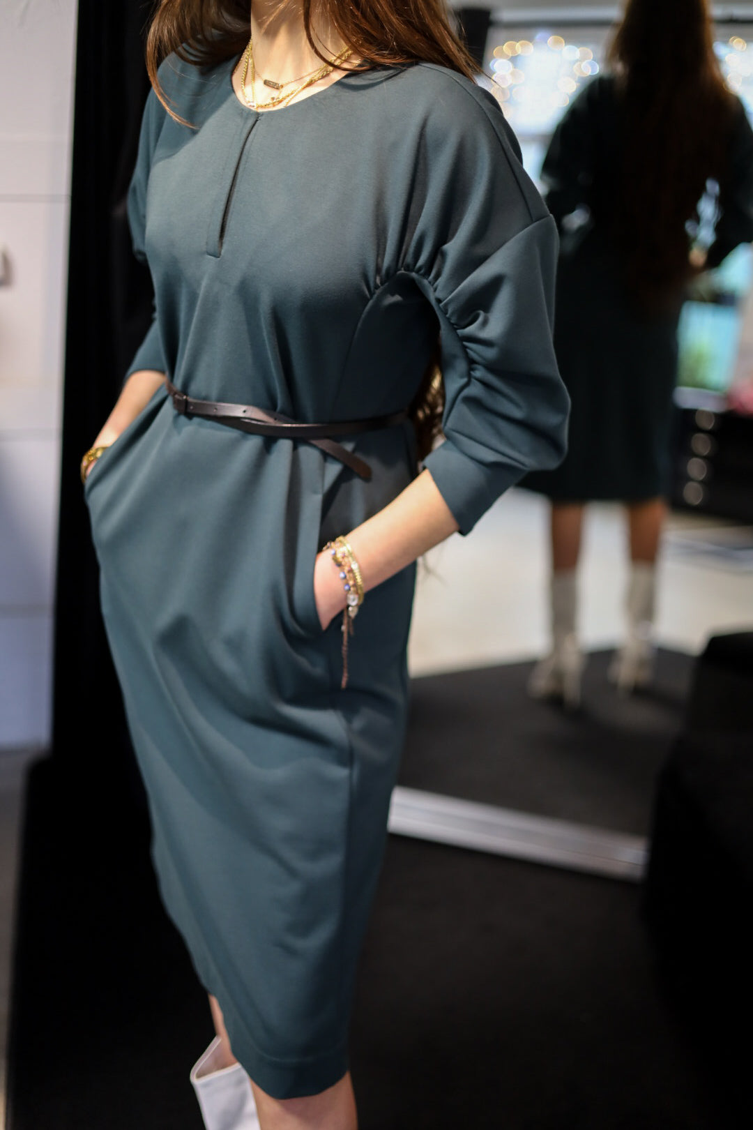 Jersey dress in green