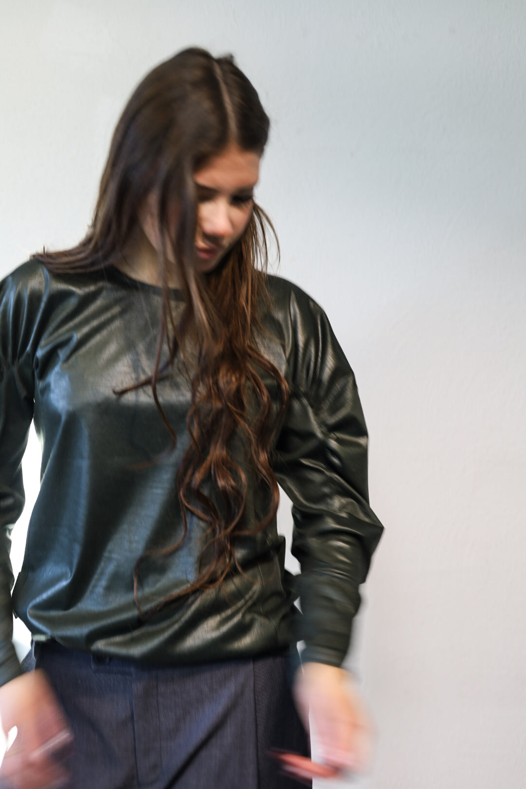 Jersey top in dark green