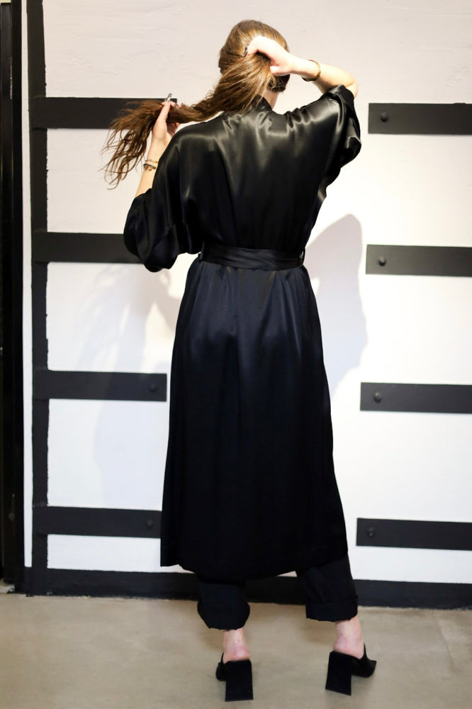 Black kimono-style dress