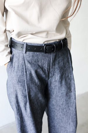 Linen denim twill wide trousers