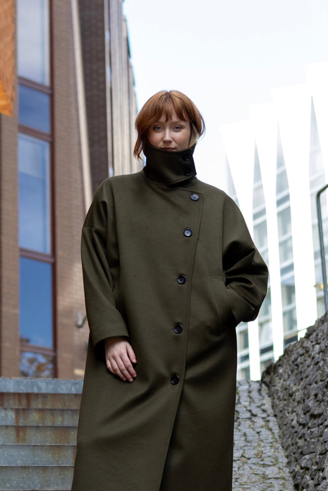 Olive wool coat hotsell