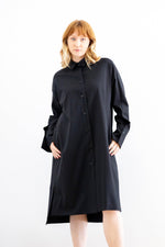 Shirt-dress in black wool