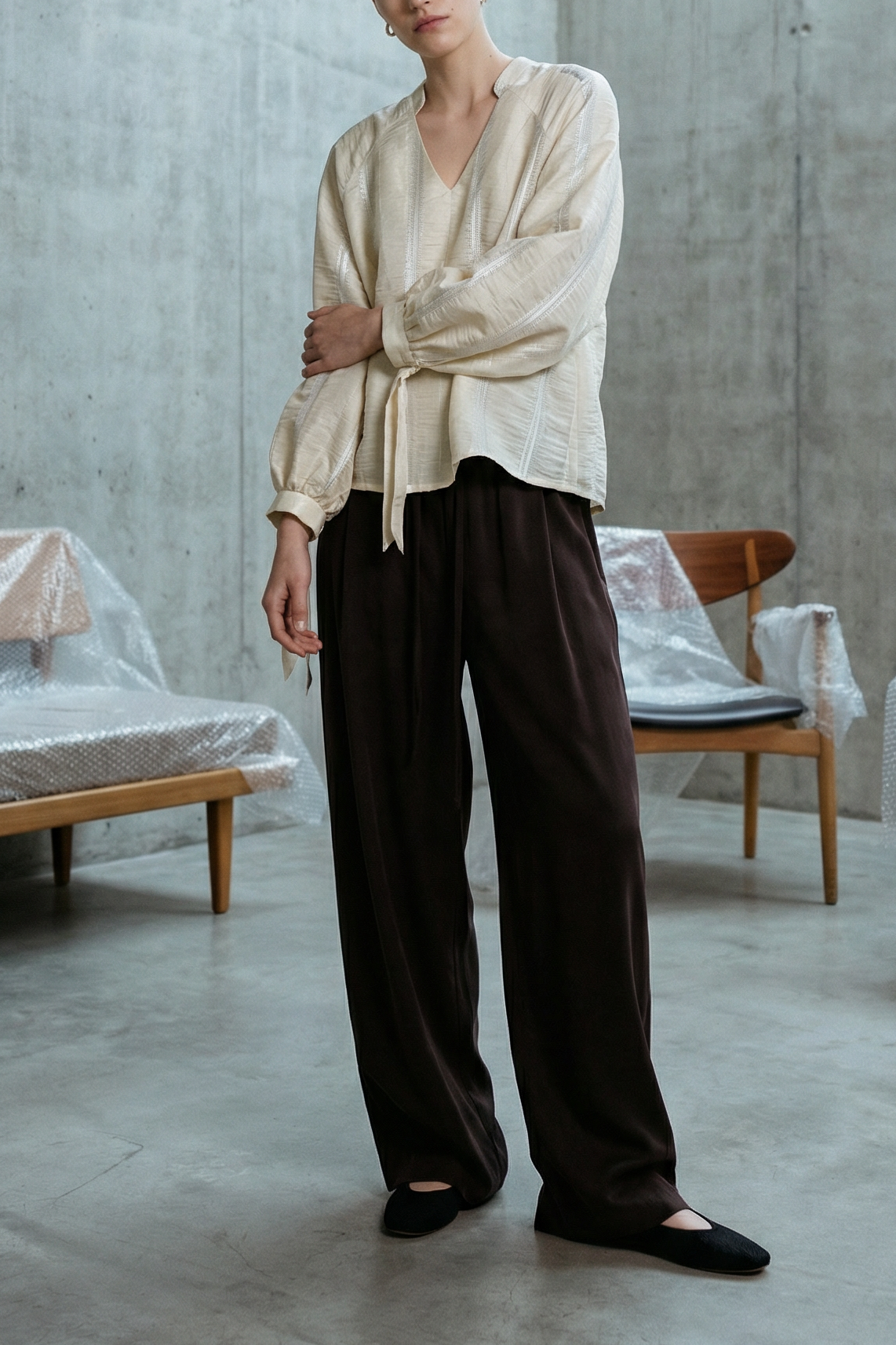 light blouse with puff sleeves