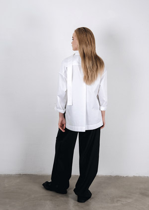 Cotton fabric shirt blouse in white