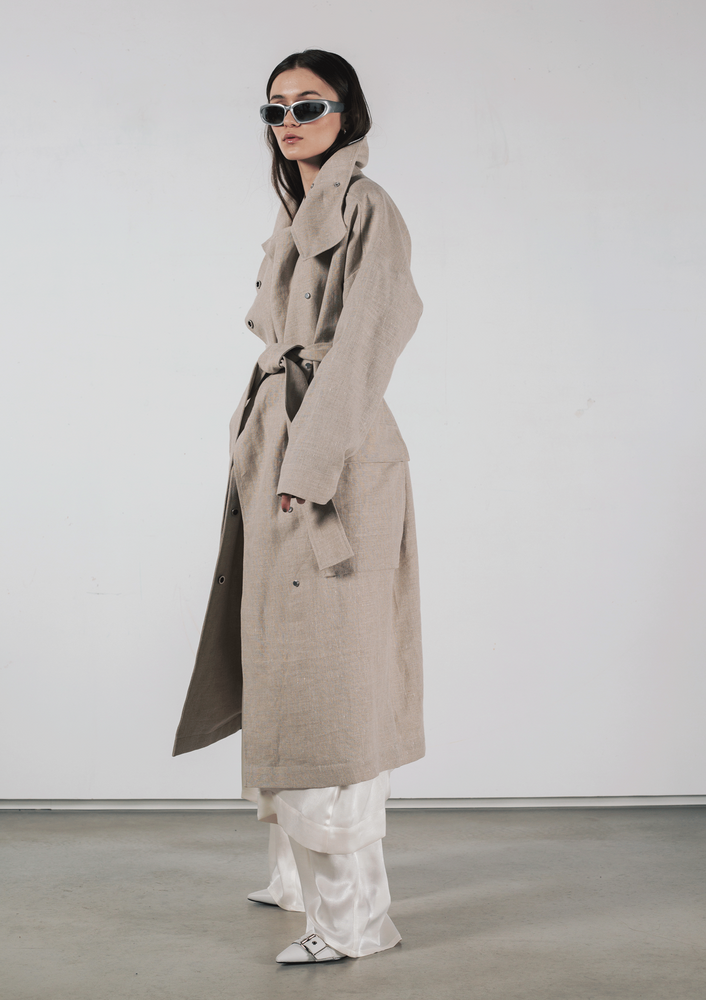 Light beige long coat on sale