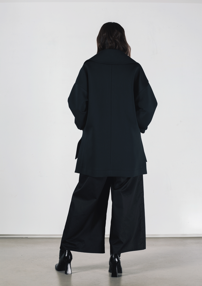 Textured fabric outdoor jacket in black